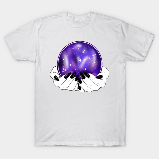 Galaxy Crystal Ball with Hands T-Shirt by Sophie Elaina